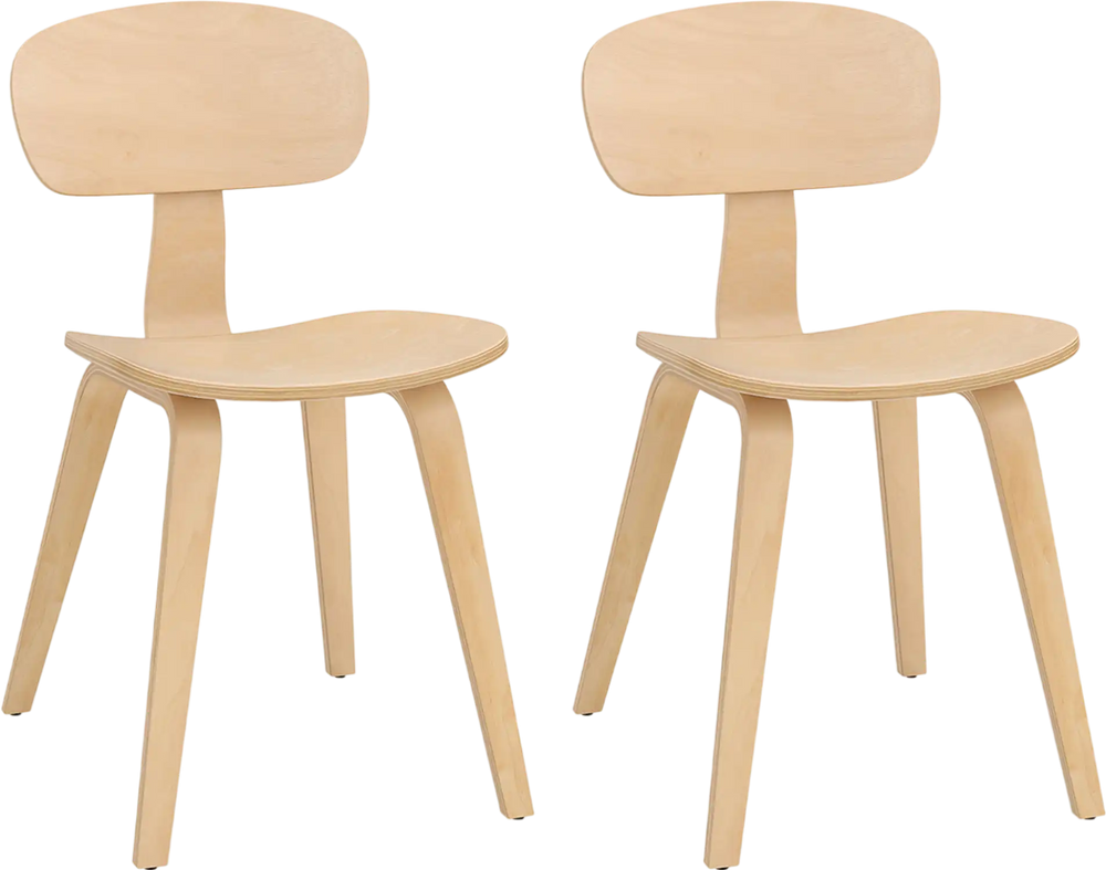 Set of 2 modern dining chairs with ergonomic backrest and rubber wood veneer, perfect for kitchens and dining rooms.