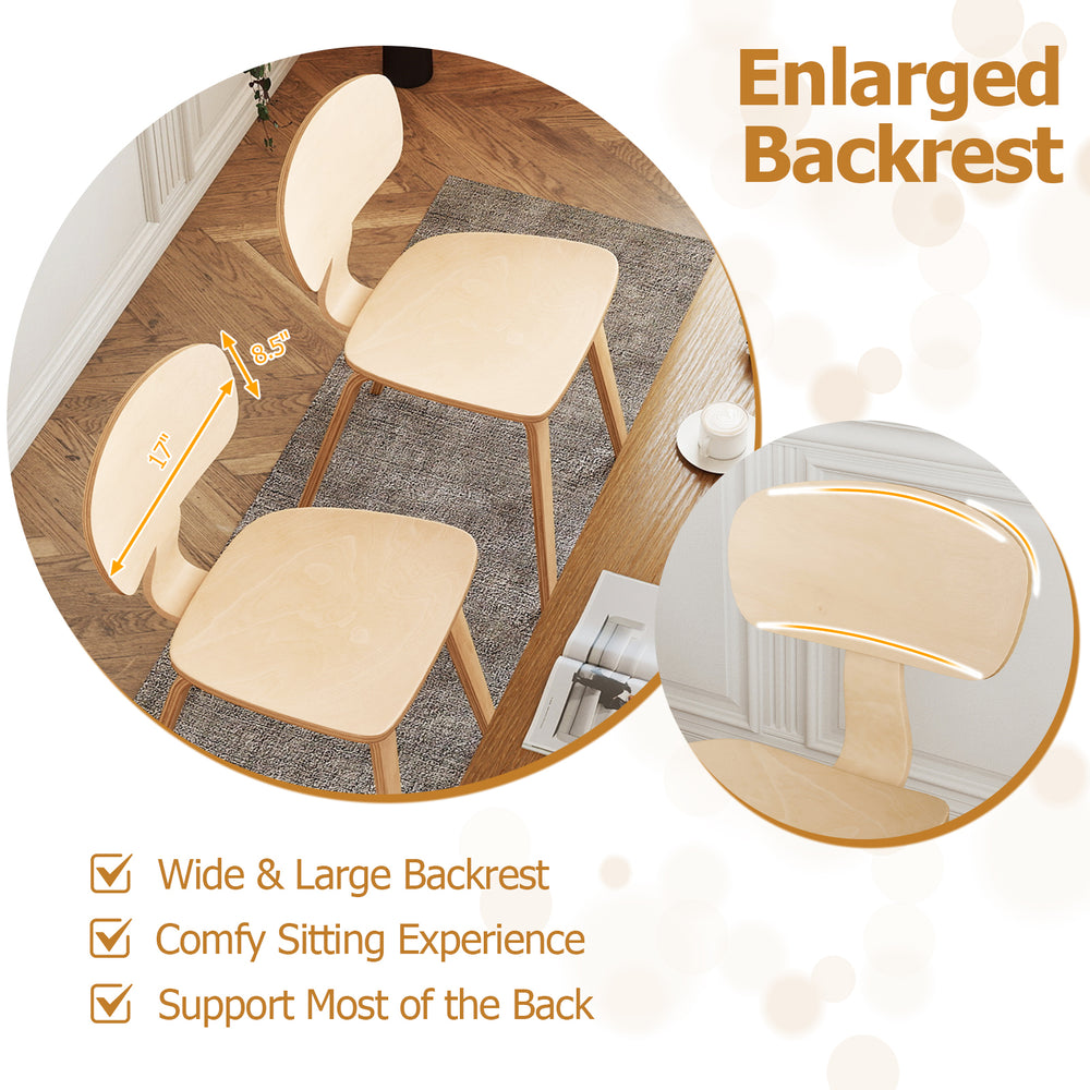 Modern dining chair set of 2 featuring an enlarged ergonomic backrest for comfort and a natural wood finish, ideal for.