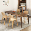 Modern dining chair set of 4 with natural rubber wood veneer, featuring ergonomic backrests for comfort in dining.