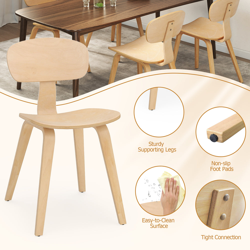 Natural wood dining chair with sturdy legs and ergonomic backrest, ideal for kitchens and dining rooms.