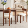 Modern dining chairs set of 2 with solid rubber wood legs in brown, featuring cozy sponge padded seats and curved.