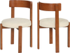 Set of 2 modern dining chairs with solid rubber wood legs and cozy teddy fleece cushions for comfortable seating.