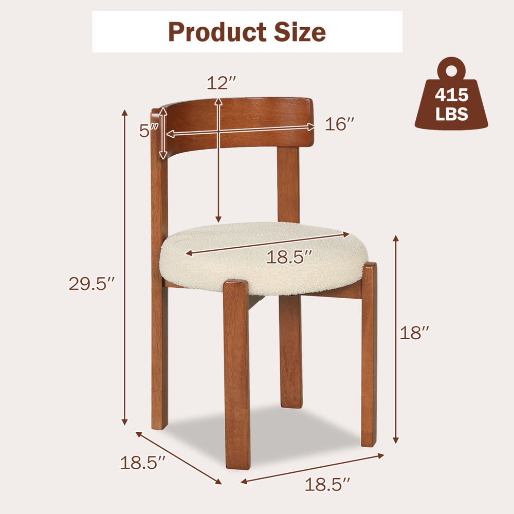 Modern dining chair with solid rubber wood legs, ergonomic curved backrest, and sponge padded seat for comfort.