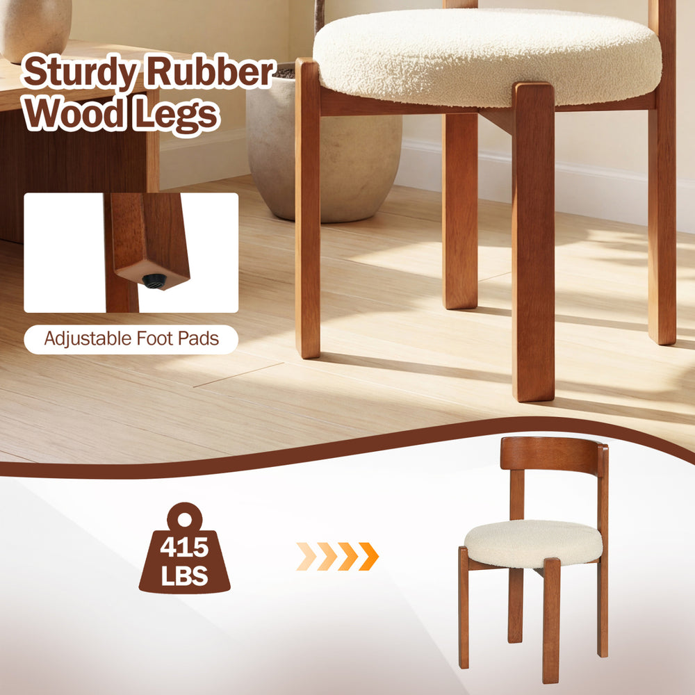 Modern dining chair with curved backrest, sponge padded seat, and sturdy rubber wood legs for ergonomic support.
