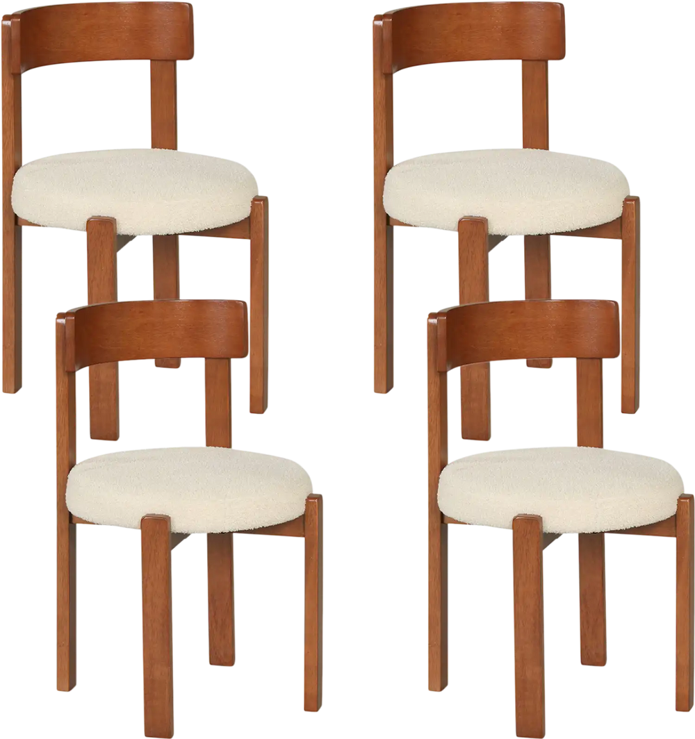 Set of 4 modern dining chairs with solid rubber wood legs and cozy sponge padded seats for ergonomic support.