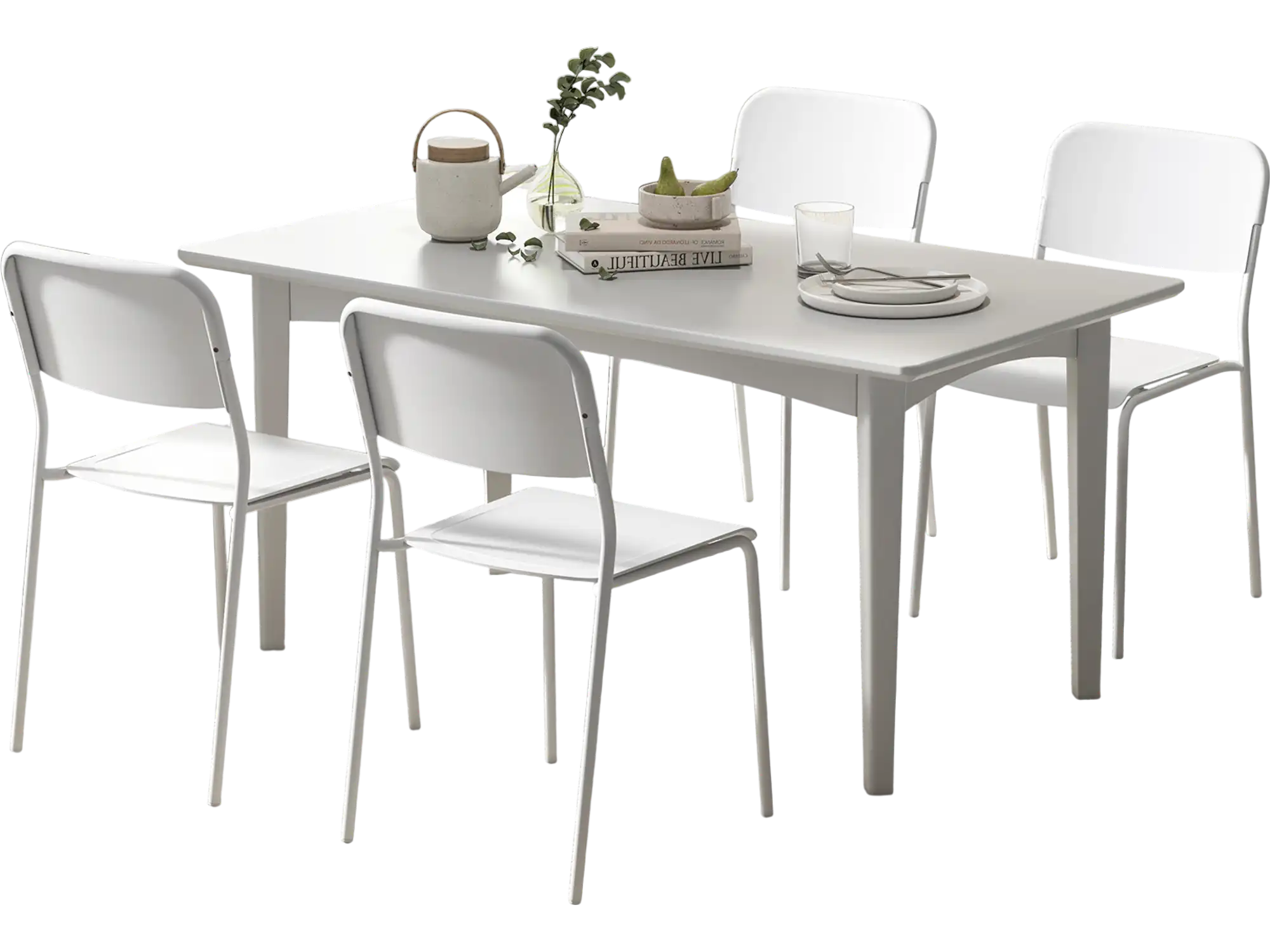 Costway Modern Dining Chairs Set of 4 Tilted Backrest Metal Legs White 29576413 New