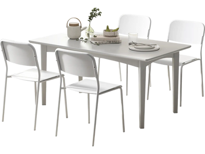 Costway Modern Dining Chairs Set of 4 Tilted Backrest Metal Legs White 29576413 New