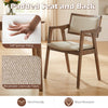 Modern rubber wood dining chair with padded seat and back, beige linen-like fabric, perfect for kitchen or dining room.