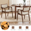 Modern beige upholstered dining chairs with solid rubber wood frame and armrests, perfect for kitchen or dining room.