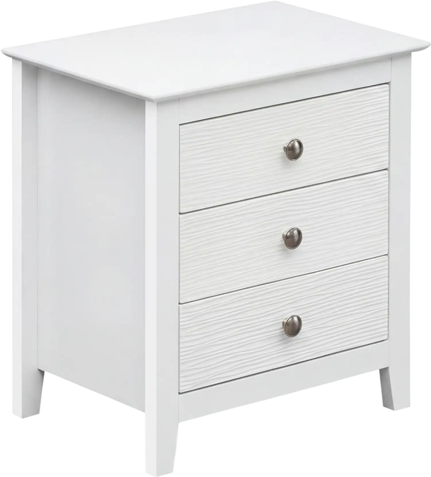 Costway Modern Farmhouse 3-Drawer Nightstand Wood Grain Accents 25119270 New