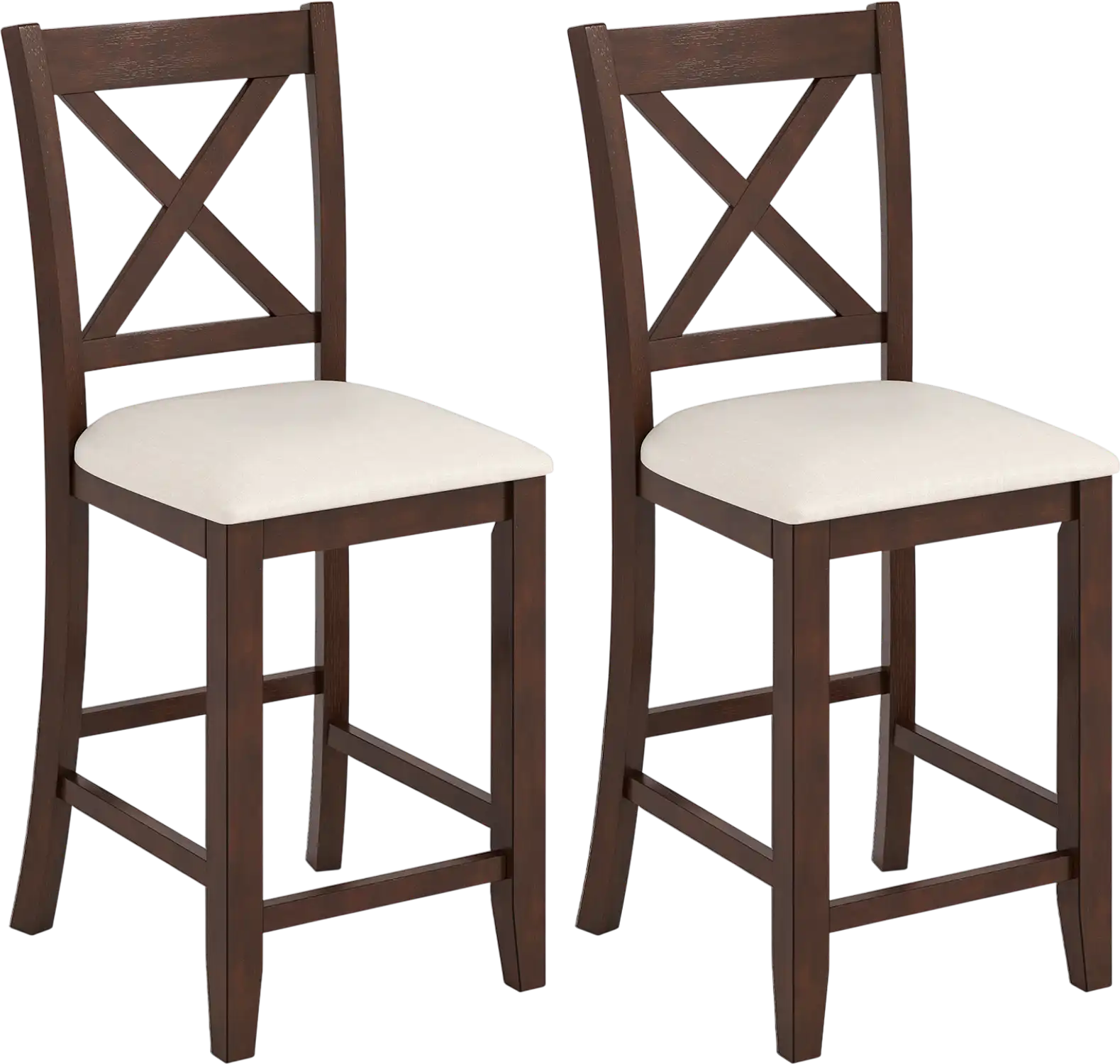 Costway Modern Farmhouse Counter Height Bar Stools w/ Footrest Cushion 294675138 New