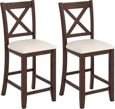 Costway Modern Farmhouse Counter Height Bar Stools w/ Footrest Cushion 294675138 New