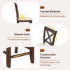 Curved backrest and slatted design of walnut counter height stool with cushion, ideal for dining and cafes.