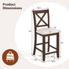 Counter height stool with slatted back, walnut finish, 24" seat height, and cushioned seat for comfort and support.