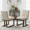 Set of 2 modern farmhouse dining chairs with thick padded seats and walnut frame, perfect for dining spaces.