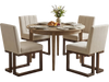 Set of 4 Modern Farmhouse dining chairs with thick padded seats in walnut, perfect for comfortable family gatherings.