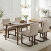 Modern farmhouse dining chairs set of 4 with thick padded seats and walnut frame, perfect for dining spaces.
