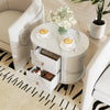 Modern 2-drawer nightstand with a faux marble top, perfect for bedside storage and elegant home decor.