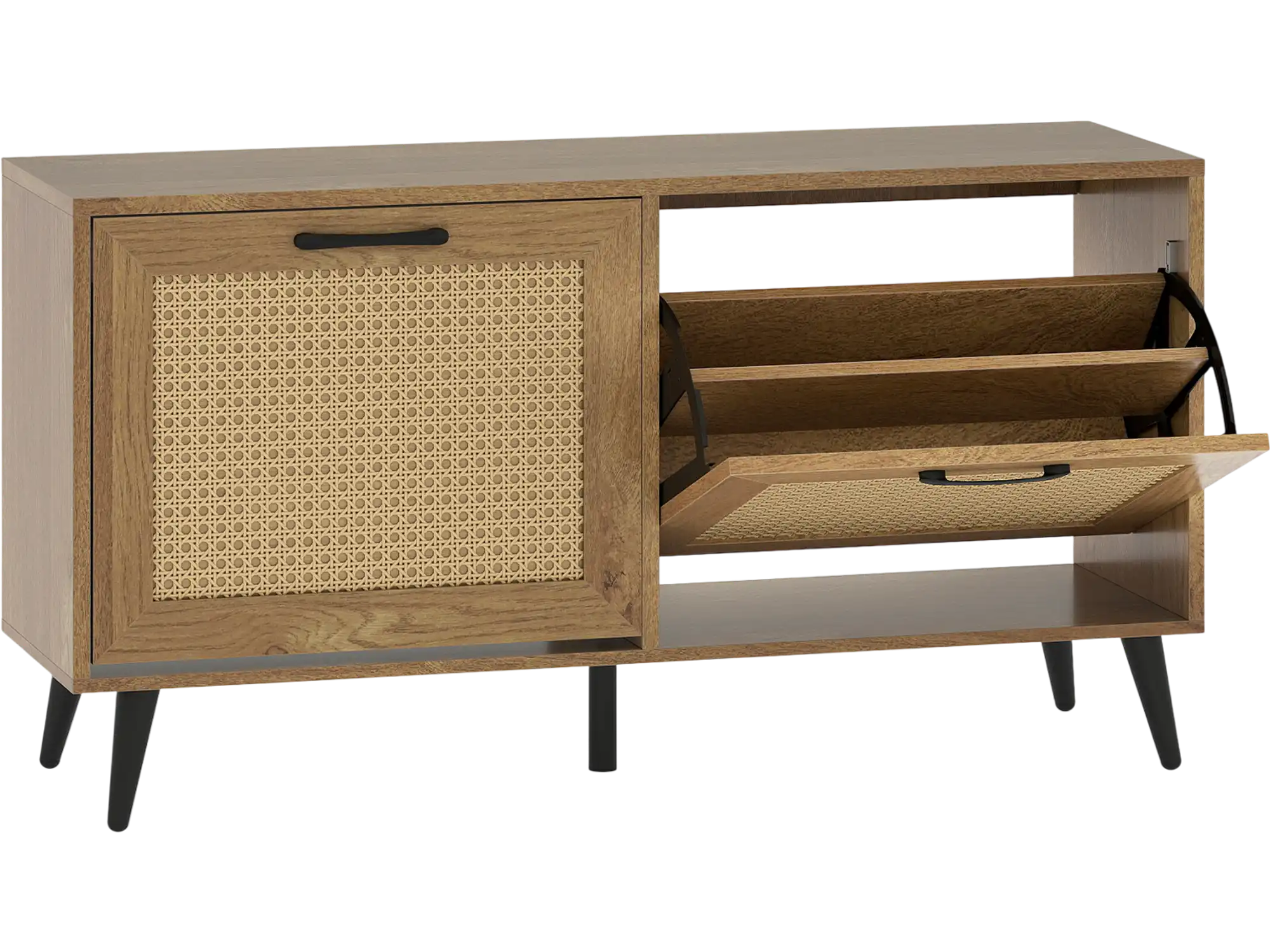 Costway Modern Freestanding Shoe Cabinet 2 Flip Drawers Adjustable Shelves Entryway 64907938 New
