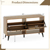 Modern freestanding shoe cabinet with 2 flip drawers and adjustable shelves, featuring natural wood grain for entryway.