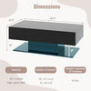 Modern LED coffee table in black with high-gloss finish, featuring 20 color lights and two push-to-open storage drawers.