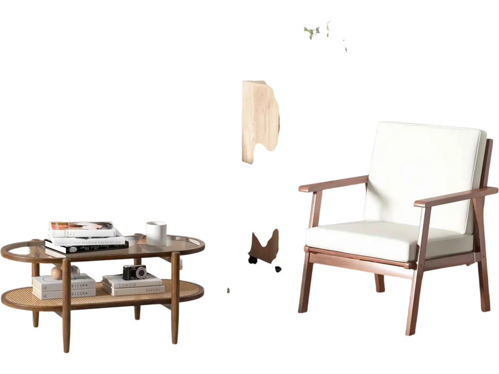Modern Living Room Set: Loveseat, Armchair, Side Table & Coffee Table