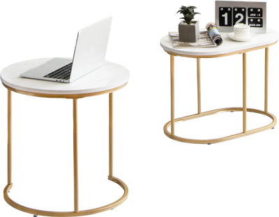 Costway Modern Nesting Coffee Table Set of 2 White 83572614 New