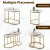 Modern nesting coffee table set of 2 in white with gold frame, perfect for versatile placement in any room.