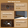 Back cable hole and metal drawer slides of the Modern Mid Century TV Cabinet in walnut, designed for TVs up to 82".