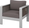 Patio Furniture Aluminum Armchair with Thick Back and Seat Cushion