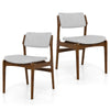 Set of 2 modern padded dining chairs with rubber wood legs in brown, featuring soft cushions for comfort and support.