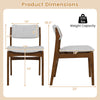 Modern padded dining chair dimensions with rubber wood legs, featuring a weight capacity of 330 lbs for versatile use.
