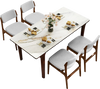 Modern padded dining chairs with rubber wood legs in a stylish dining setup, perfect for comfort and durability.