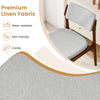 Modern padded dining chair featuring premium linen fabric, rubber wood legs, and a comfy design for versatile use.