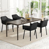 Modern dining table set featuring two ergonomic black plastic chairs with breathable mesh backs for stylish comfort.
