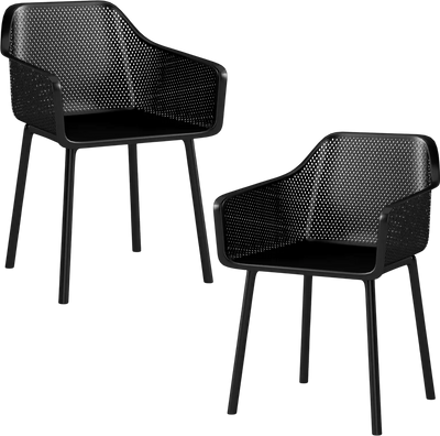 Costway Modern Plastic Dining Chairs Set of 2 Kitchen Armchairs Mesh Back 32606627 New
