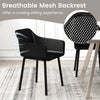 Black modern dining chair with breathable mesh backrest for a cool sitting experience, perfect for kitchen or dining.