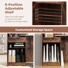 Adjustable shelf of the Modern Reception Desk in rustic brown, offering customized storage solutions for versatile use.