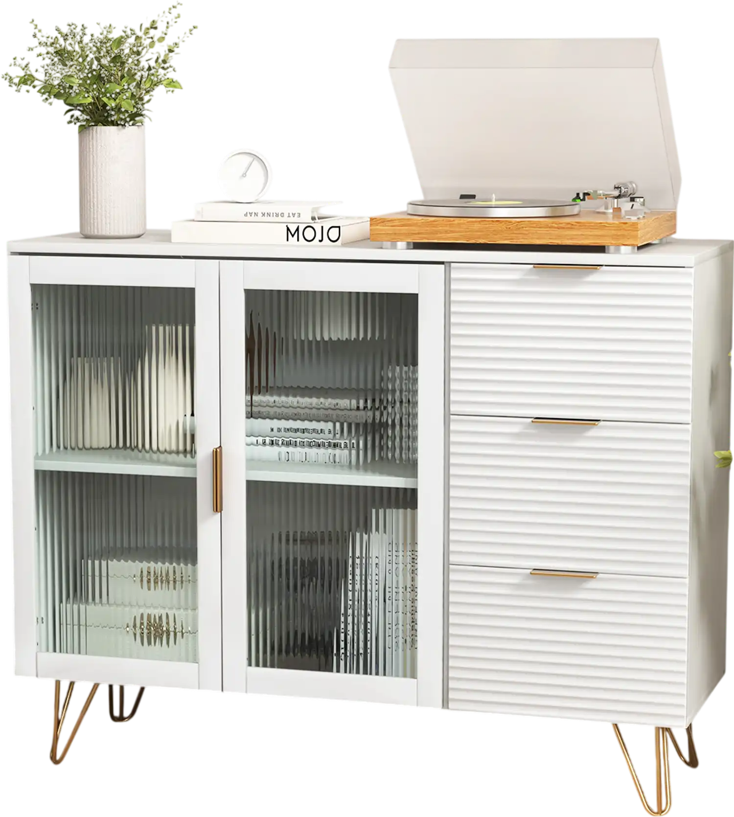 Costway Modern Sideboard Buffet Cabinet 2 Doors 3 Drawers White 82153769 New