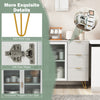 Detail of the Modern Sideboard Buffet Cabinet showcasing soft close hinges and solid metal legs for stability.