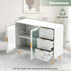 Modern sideboard buffet cabinet in white with gold legs, featuring 2 doors and 3 drawers for stylish storage.