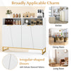 Modern sideboard cabinet in white with 4 doors, adjustable shelves, and metal legs for versatile storage in any room.
