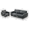 Modern gray sofa set with solid metal legs, featuring removable backrest cushions and ergonomic design for comfort.