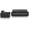 Modern gray sofa set with solid metal legs and removable backrest cushions, perfect for stylish and comfortable seating.