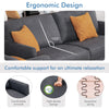 Modern gray sofa couch with removable backrest cushion and ergonomic design for ultimate comfort and support.