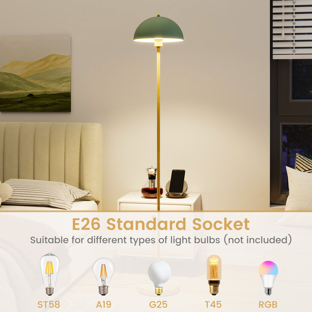 Modern standing lamp with adjustable head, E26 socket, and foot switch, perfect for living room or bedroom use.