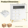 Chest of drawers with flip-up fluted glass door, 3 drawers, and 2 cabinets in gray, ideal for bedroom or kitchen.