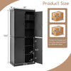 Black 72.5-inch tall buffet cabinet with 6-tier shelves and 4 doors, ideal for kitchen and living room storage.