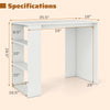 White computer desk with side bookshelf, dimensions 35.5"x18"x29", ideal for small spaces and easy maintenance.