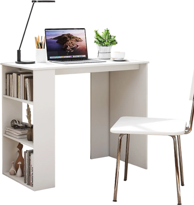 Costway Computer Desk with Bookshelf White 865431927 New